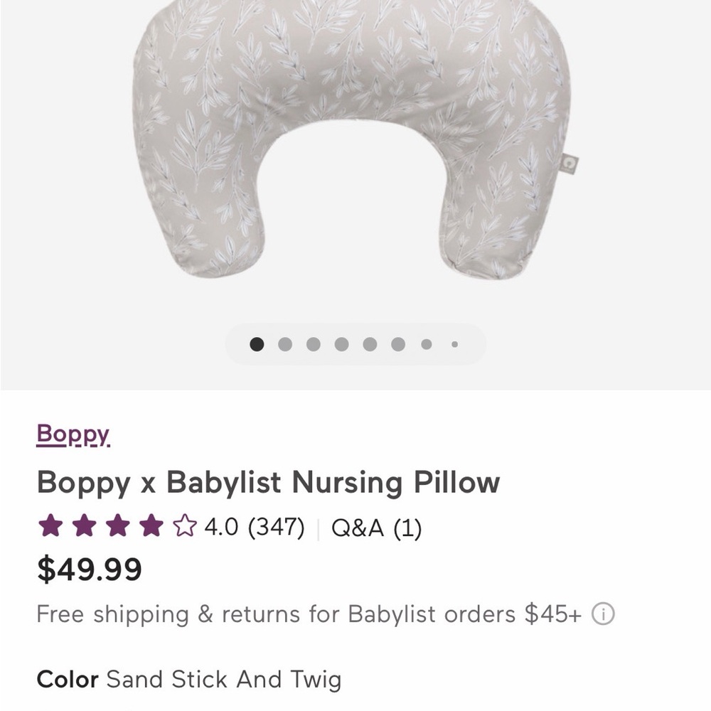 NWT Boppy x Babylist Nursing Pillow